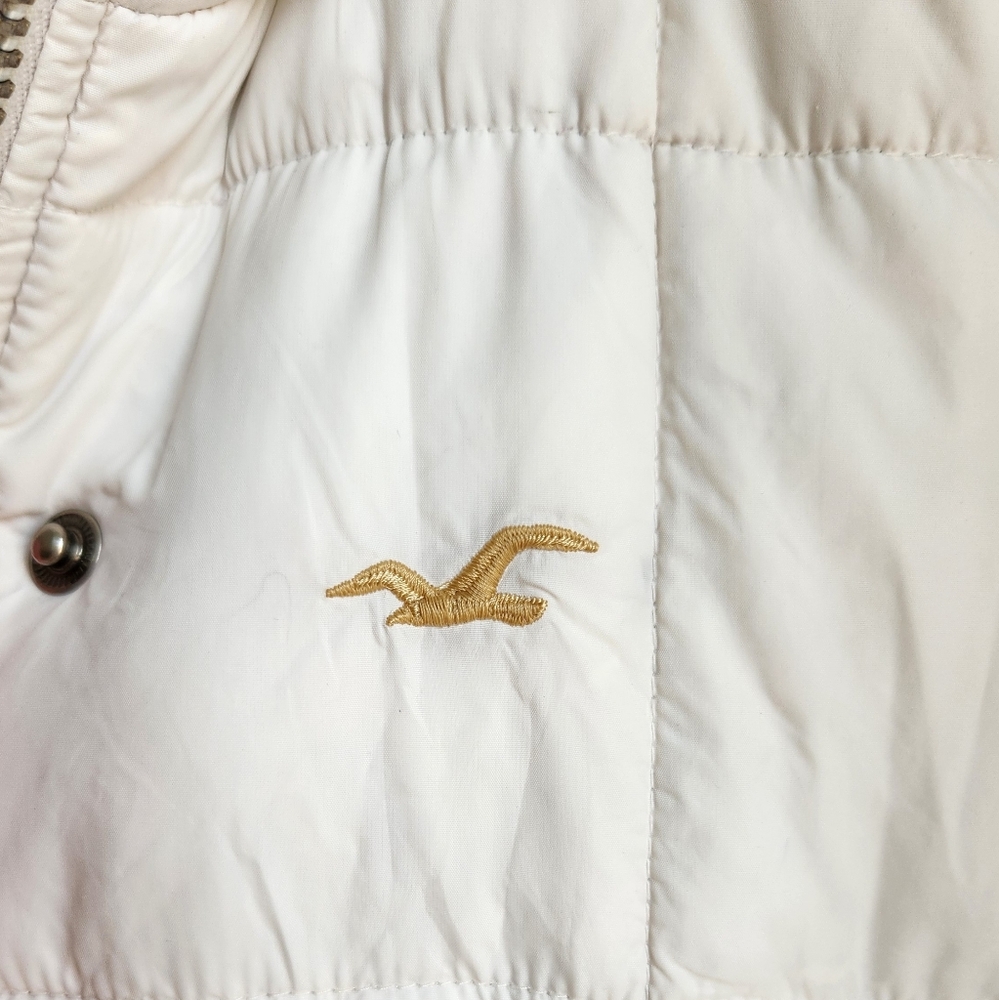 HOLLISTER CO Vintage Feather Down White Puffer Jacket Womens Size M - Picture 6 of 9